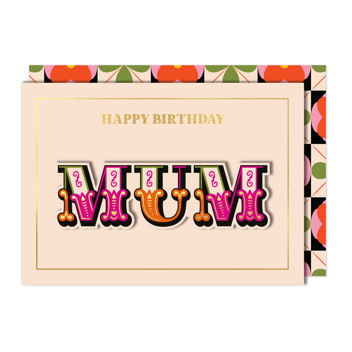 Happy Birthday Retro Mum Greeting Card