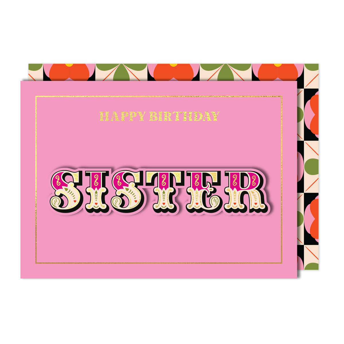 Happy Birthday Sister Retro Greeting Card