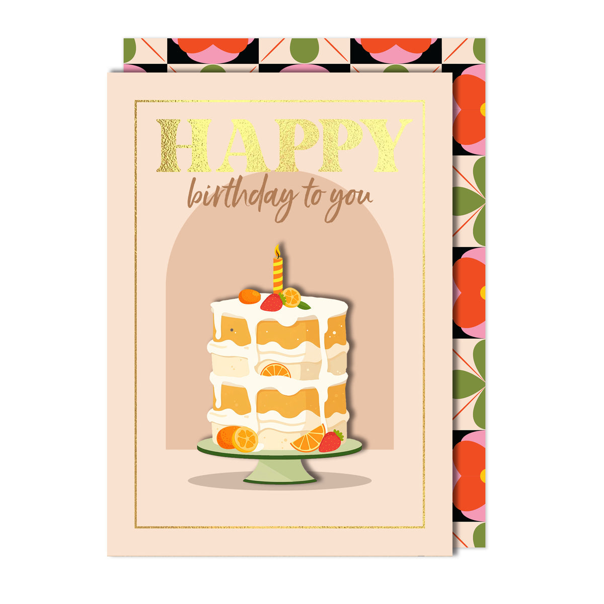 Happy Birthday Orange Cake Greeting Card